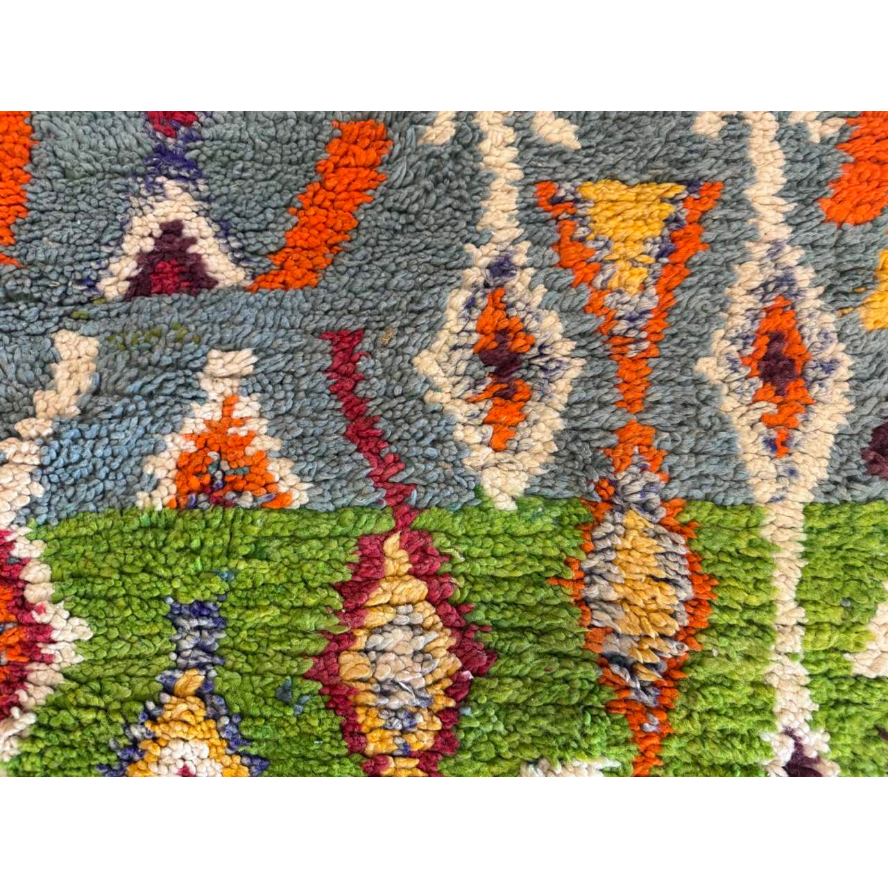 Colorful Green Moroccan Runner Rug