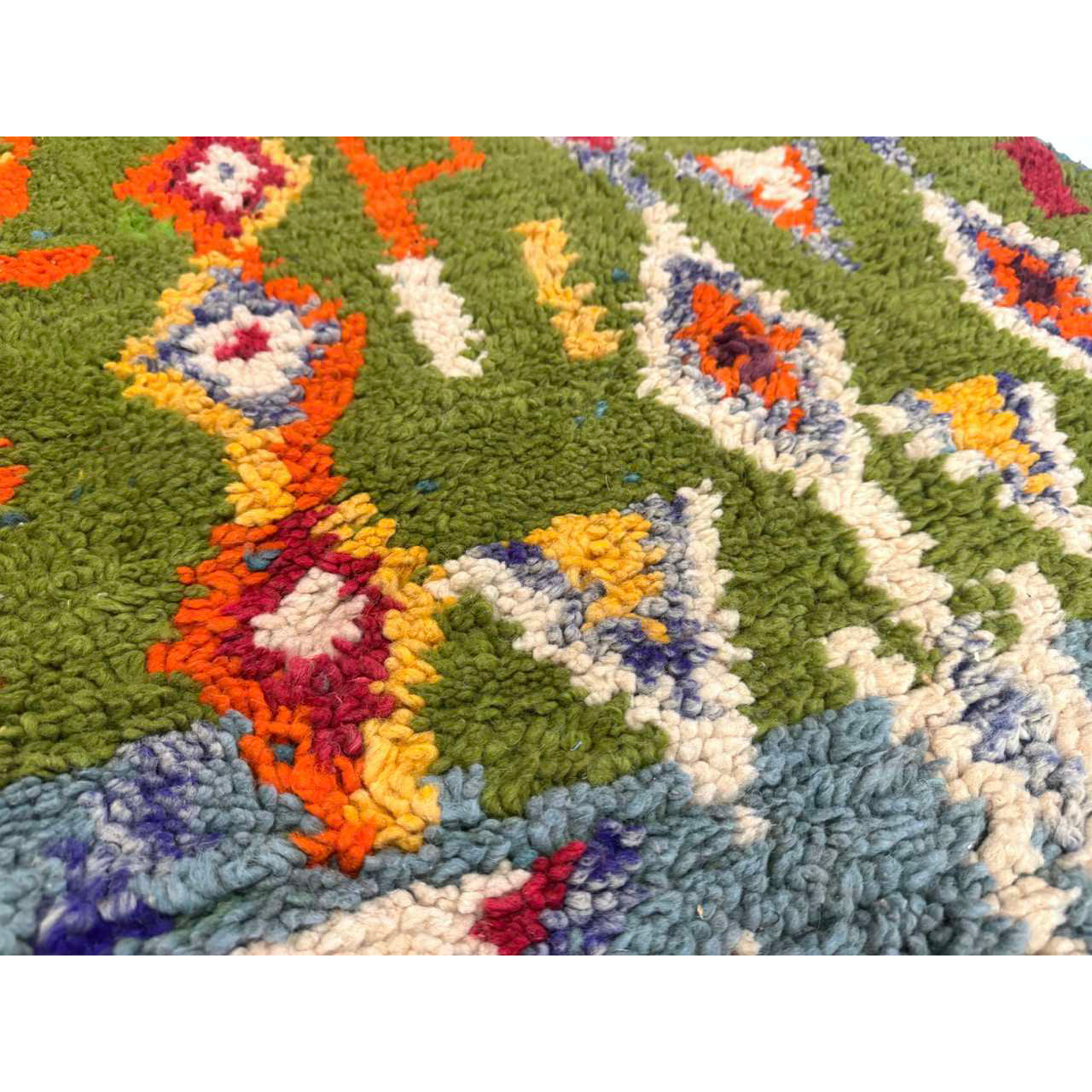 Colorful Green Moroccan Runner Rug