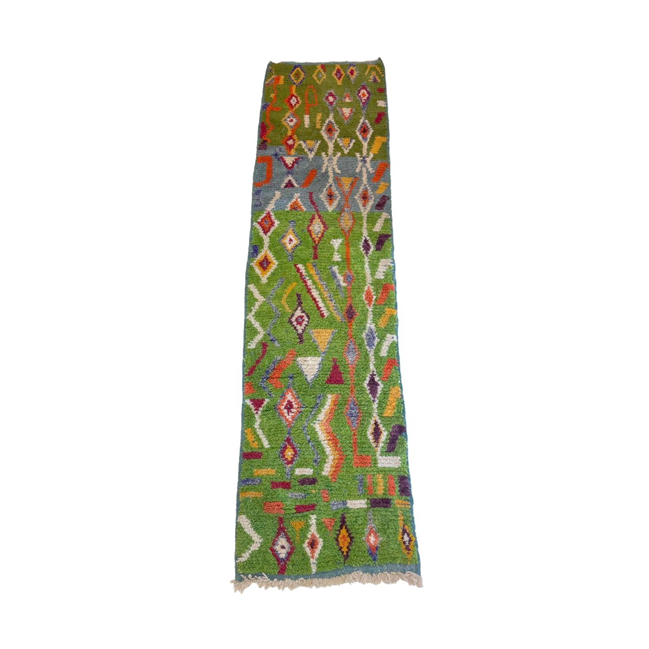 Colorful Green Moroccan Runner Rug