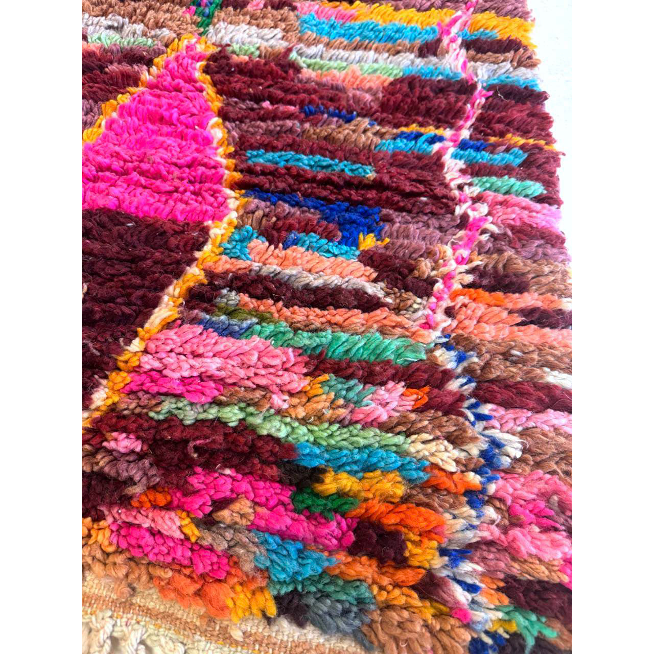 Colorful High Pile Moroccan Runner Rug