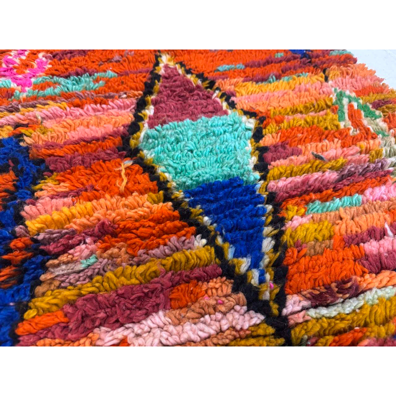 Colorful High Pile Moroccan Runner Rug