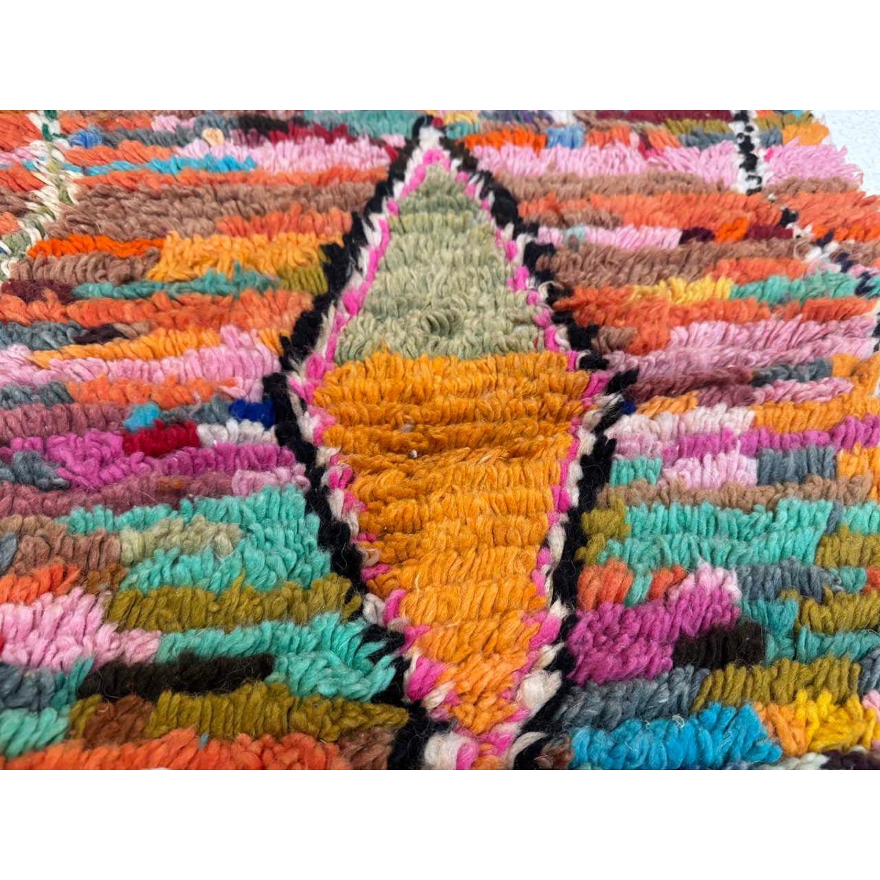 Colorful High Pile Moroccan Runner Rug