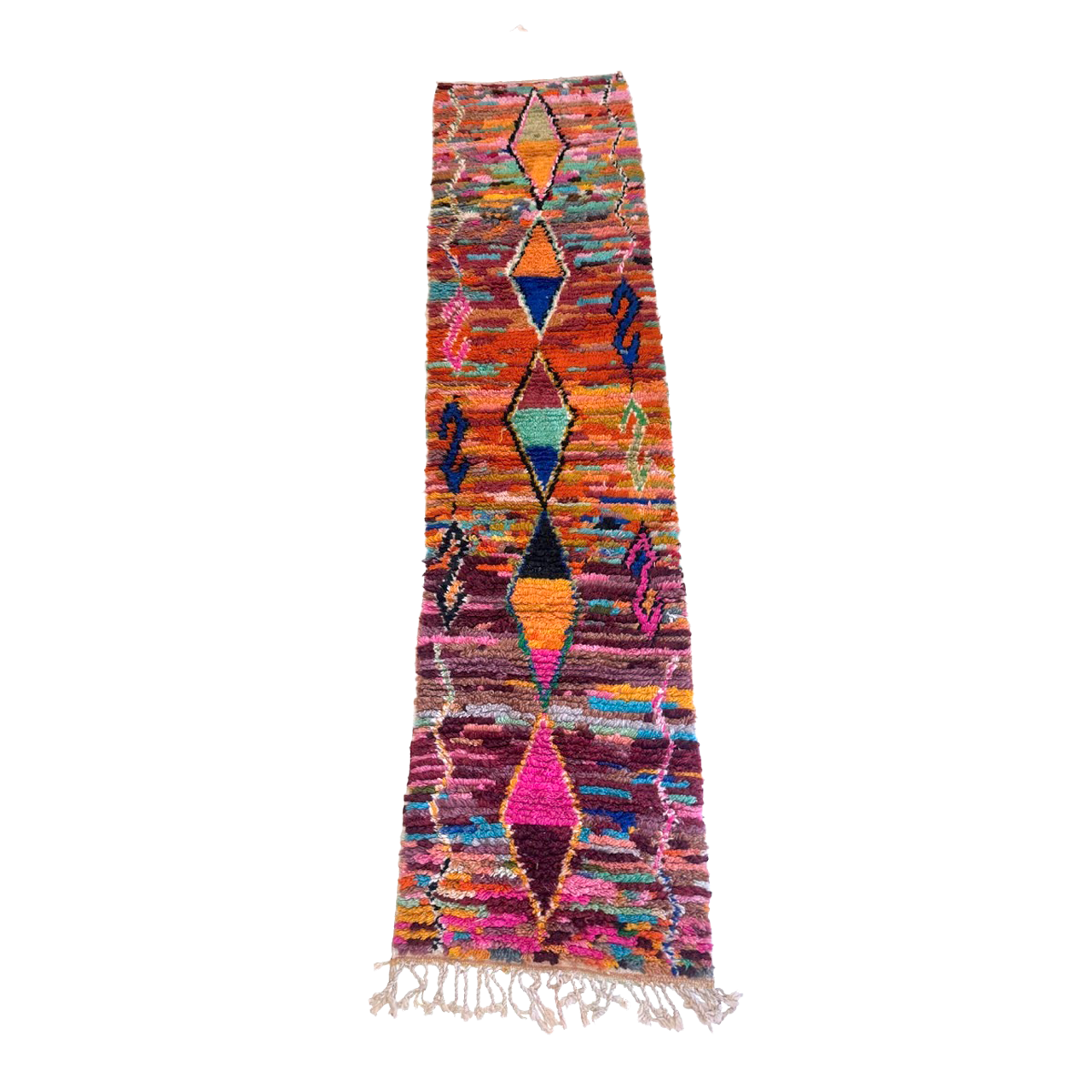 Colorful High Pile Moroccan Runner Rug