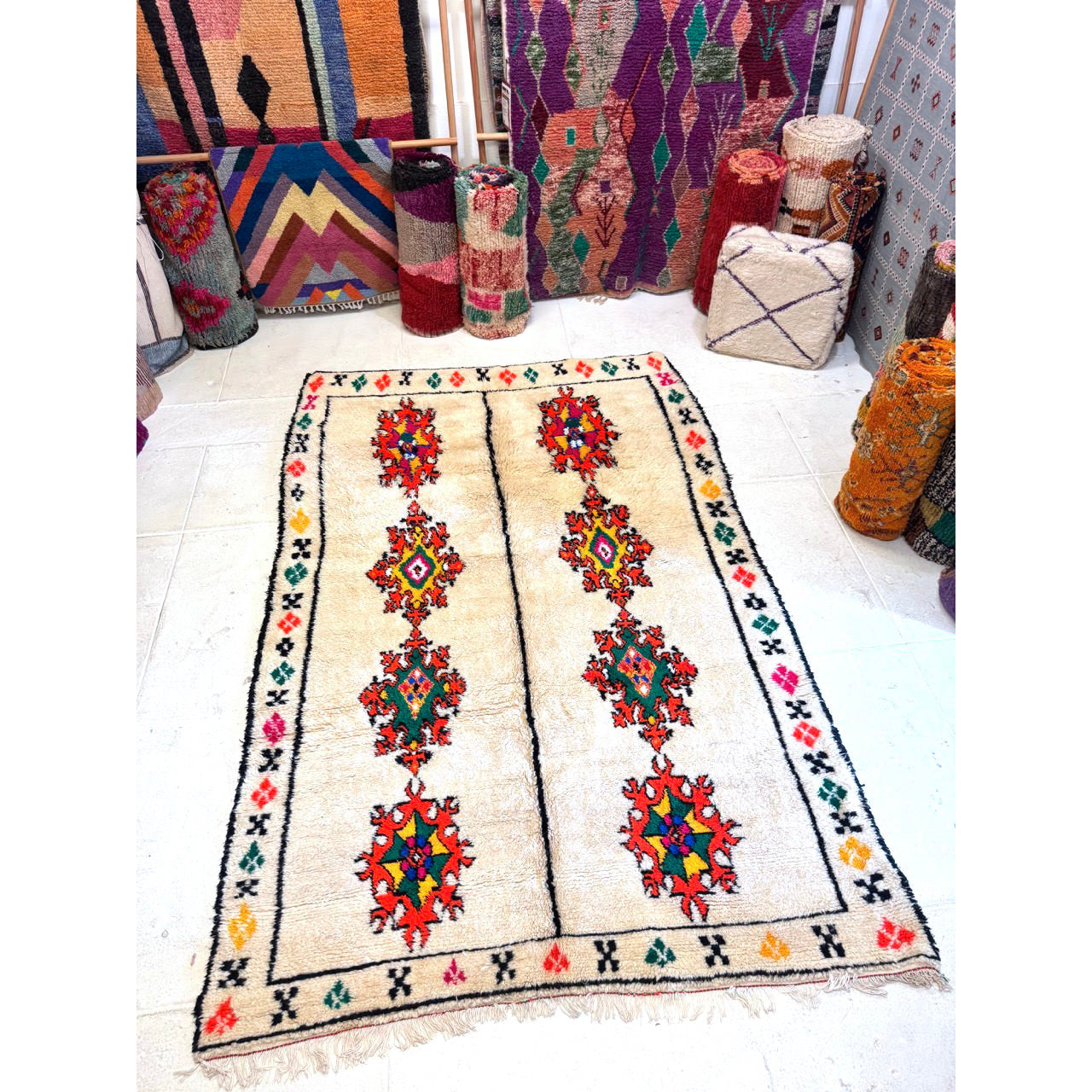 Large White Moroccan Rug