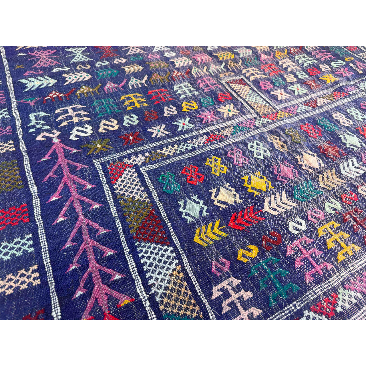 Small Blue Moroccan Flatweave Rug