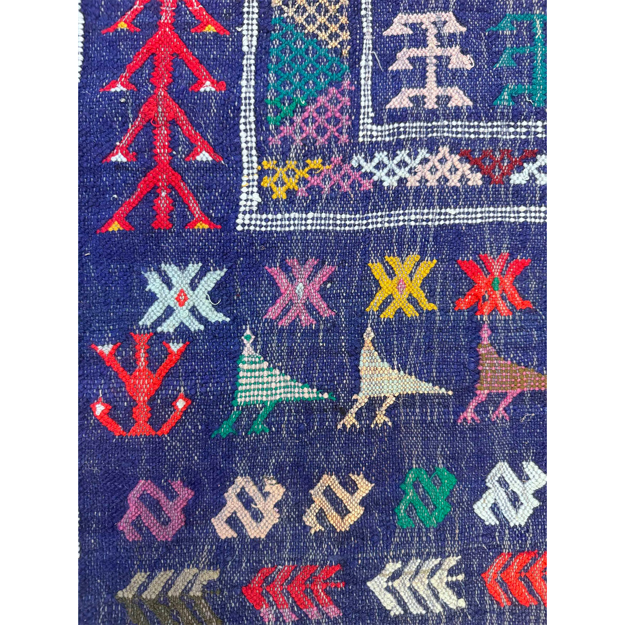 Small Blue Moroccan Flatweave Rug