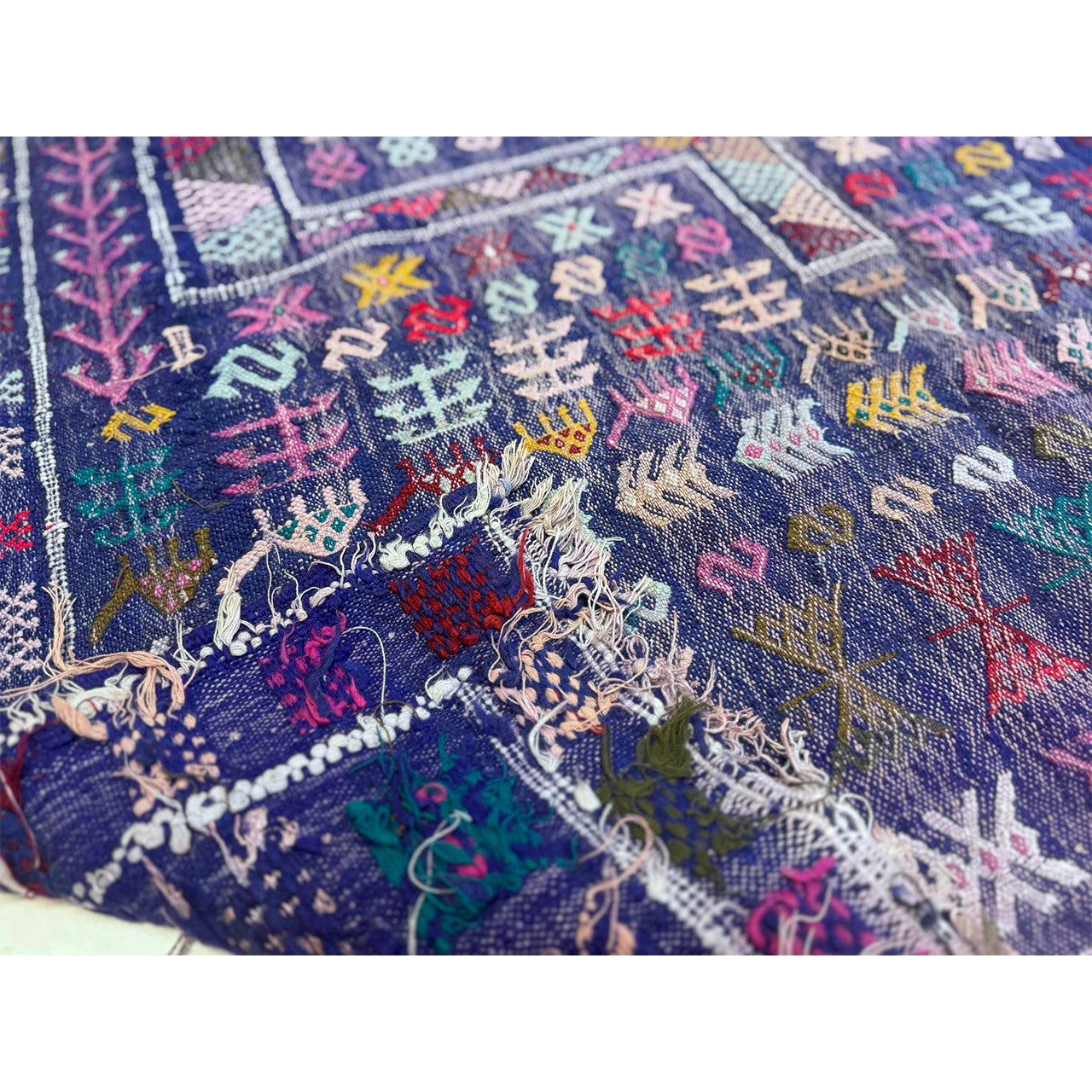 Small Blue Moroccan Flatweave Rug