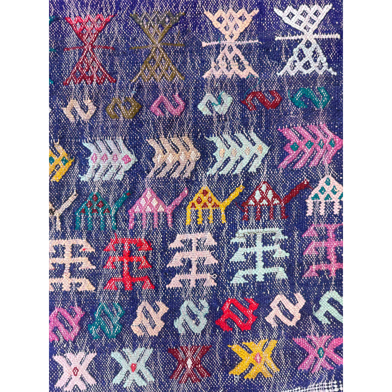 Small Blue Moroccan Flatweave Rug