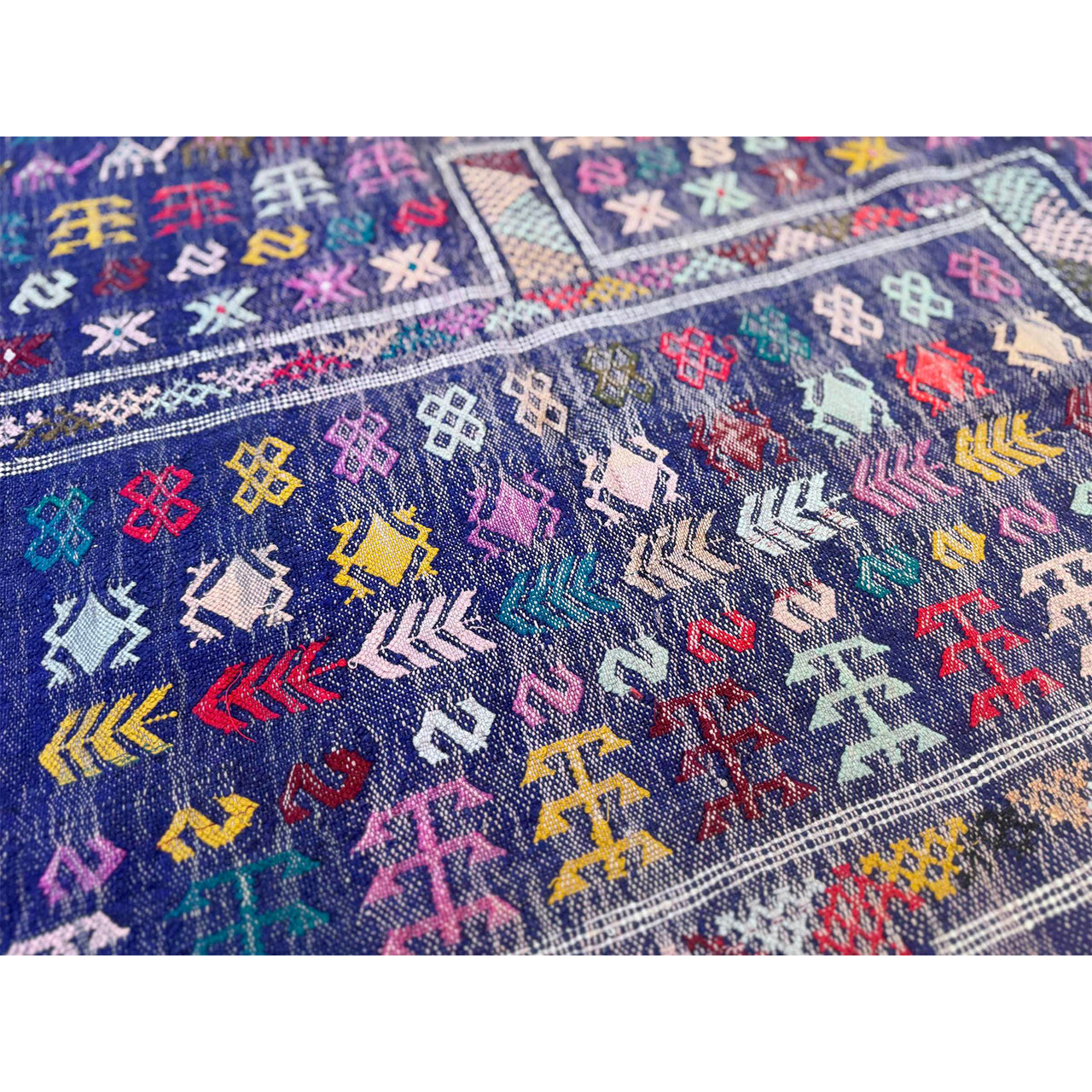 Small Blue Moroccan Flatweave Rug