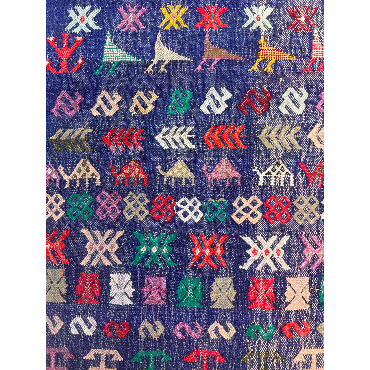 Small Blue Moroccan Flatweave Rug