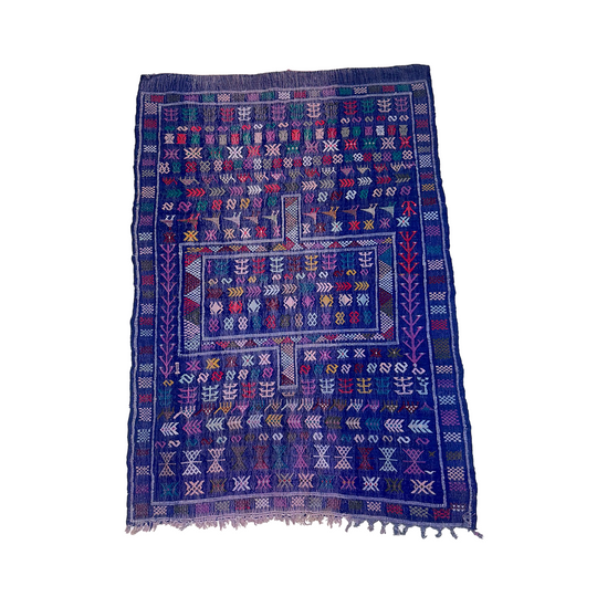 Small Blue Moroccan Flatweave Rug