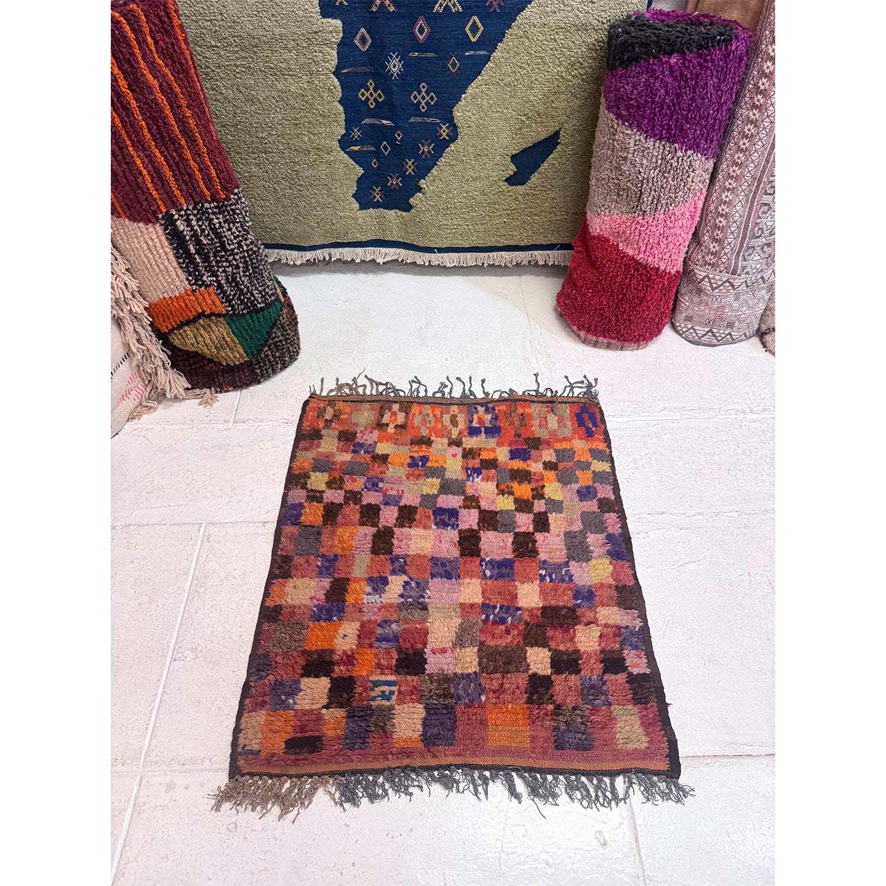 Small Checkered Moroccan Rug
