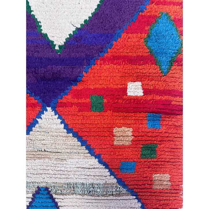 Orange Diamond Moroccan Boucherouite Rug