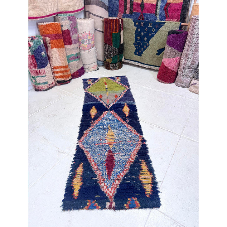 Blue Moroccan Boucherouite Runner