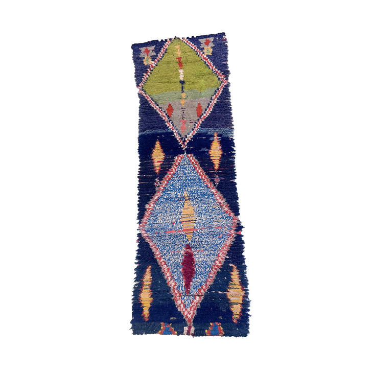 Blue Moroccan Boucherouite Runner