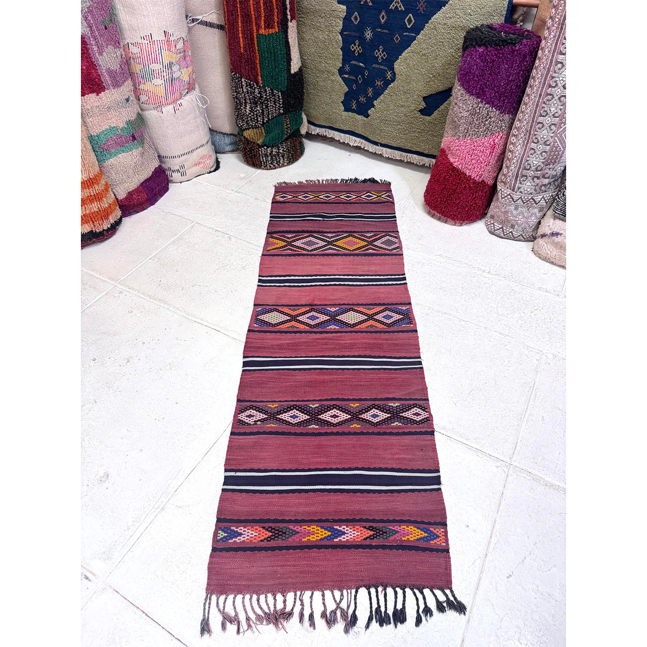 Faded Red Moroccan Flatweave Runner