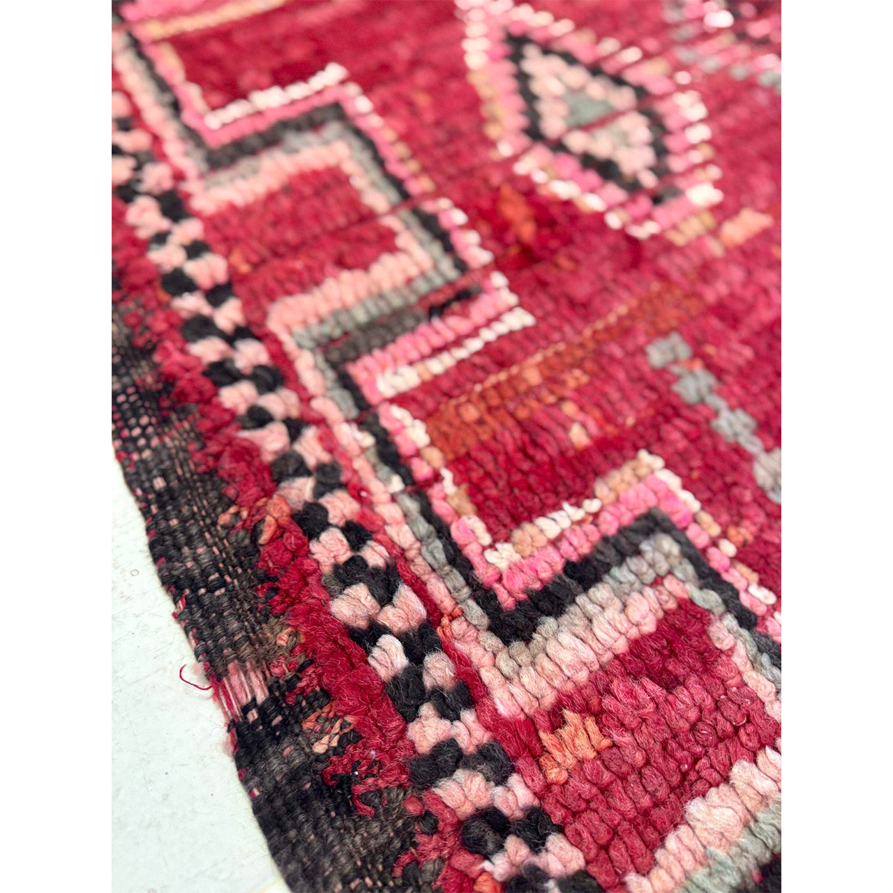 Vintage Red Moroccan Diamond Rug