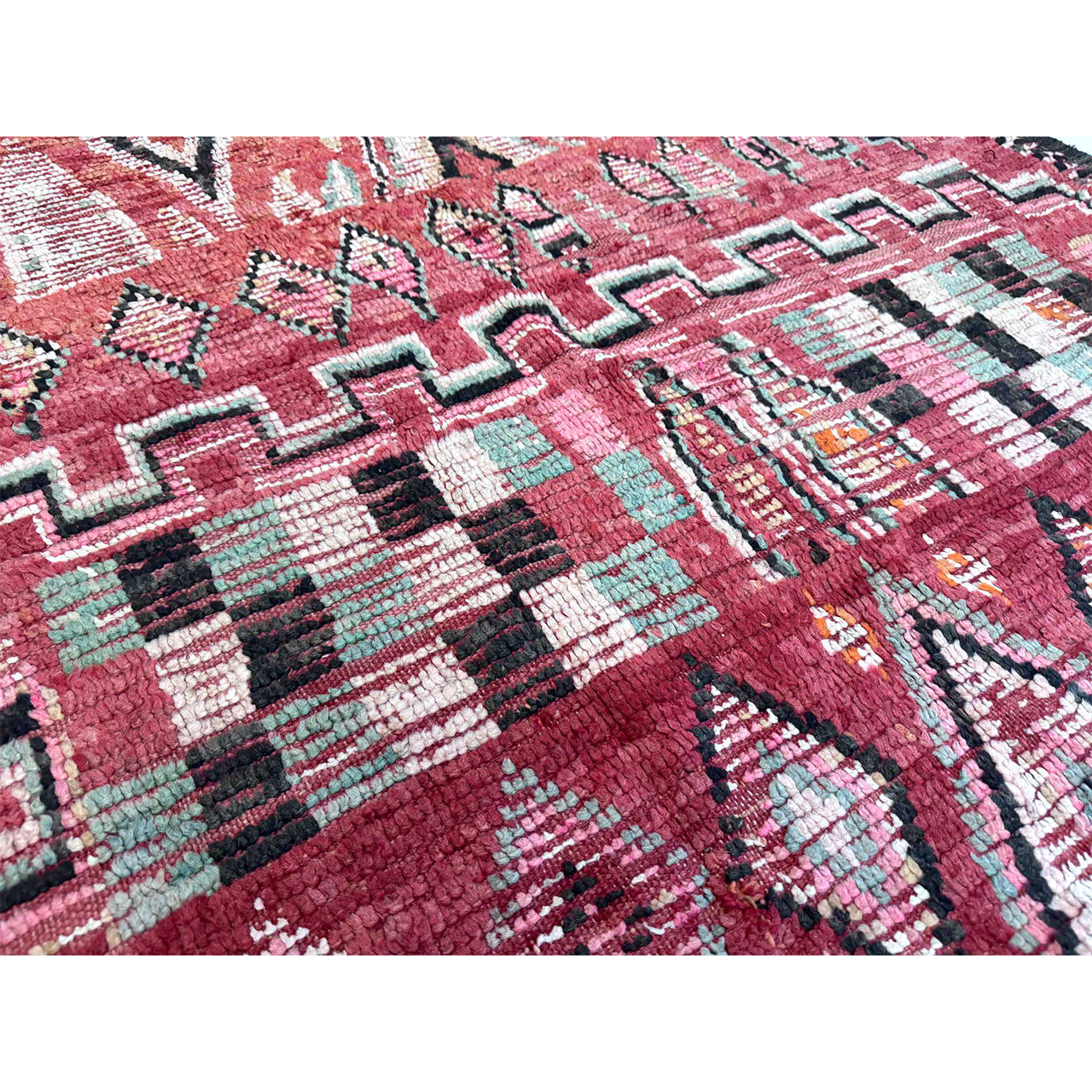 Vintage Red Moroccan Diamond Rug