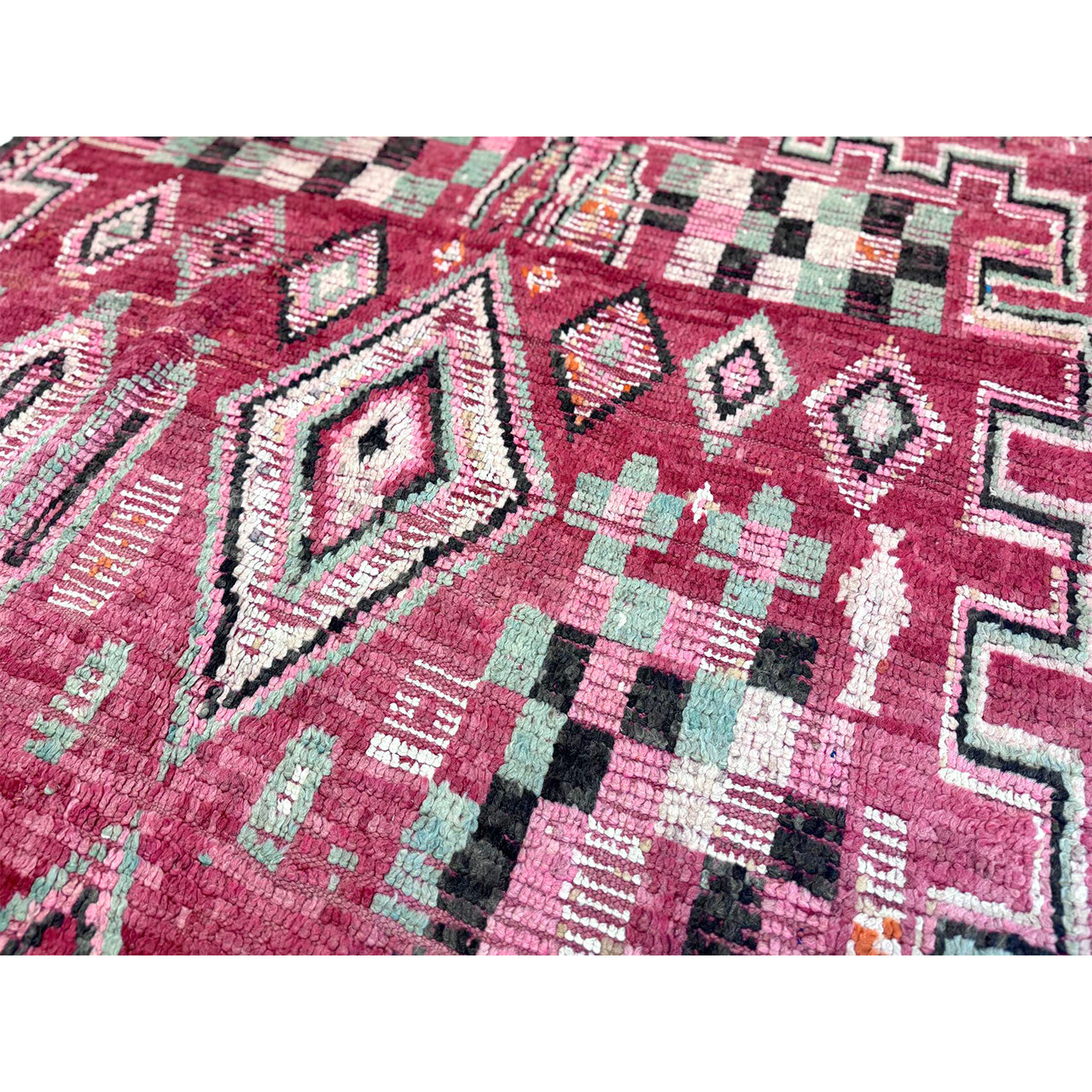 Vintage Red Moroccan Diamond Rug