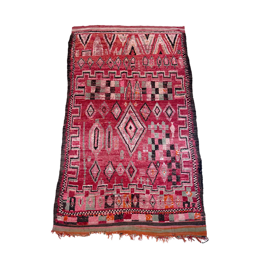 Vintage Red Moroccan Diamond Rug