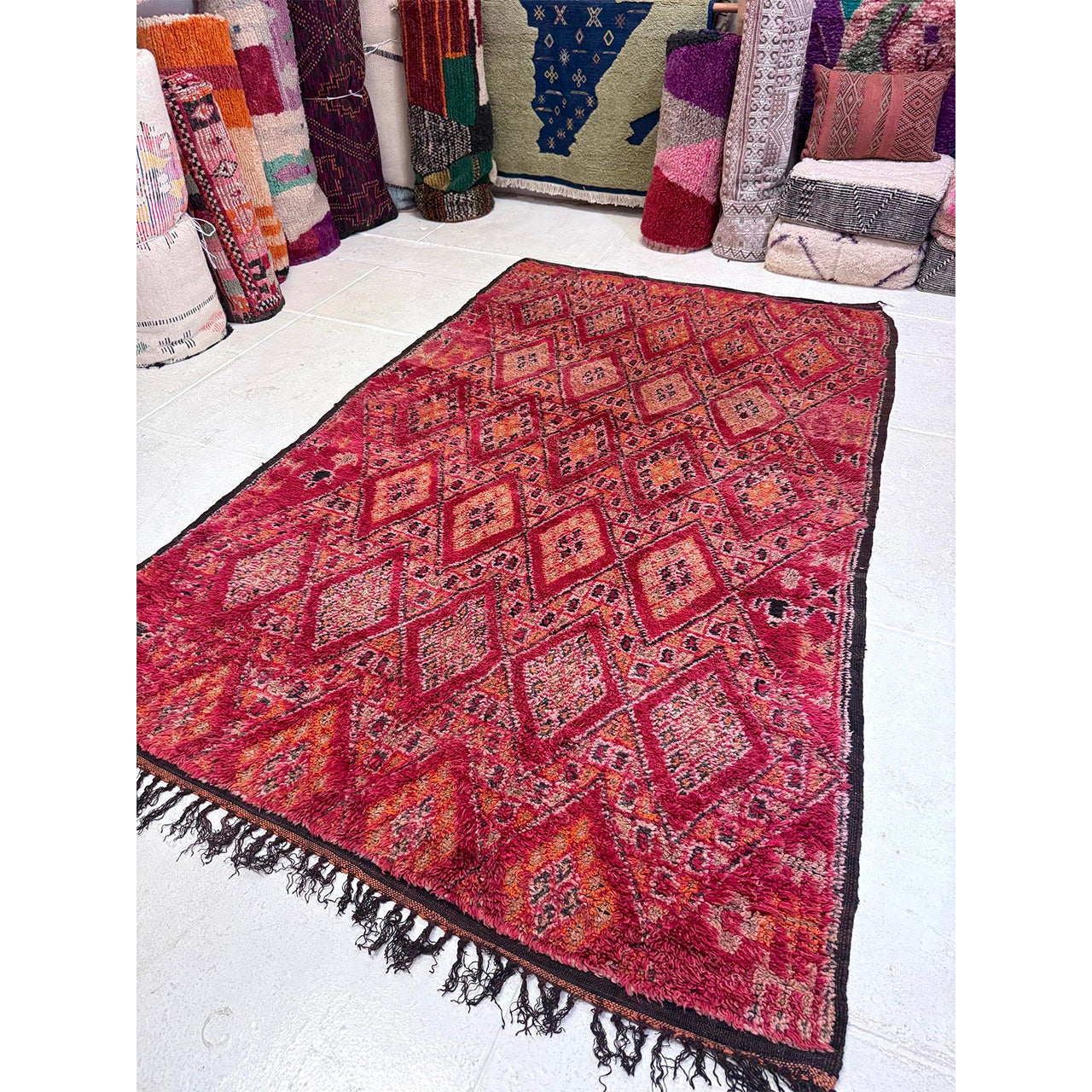 Vintage Red Beni Mguild Rug