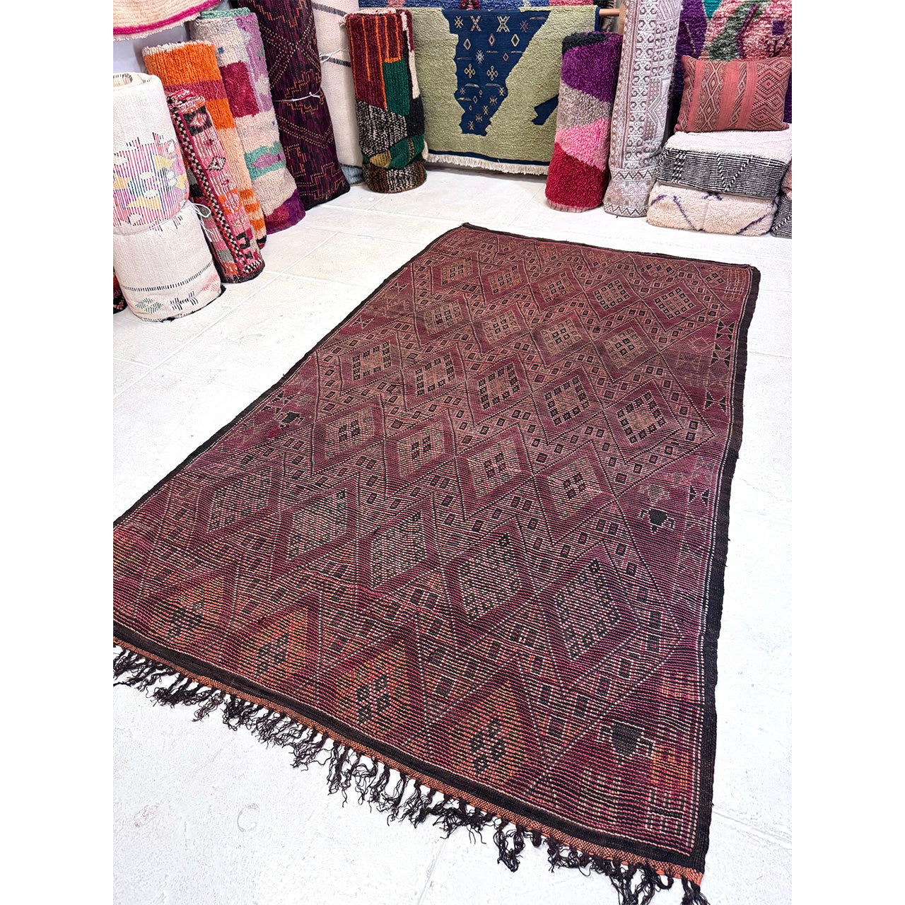 Vintage Red Beni Mguild Rug