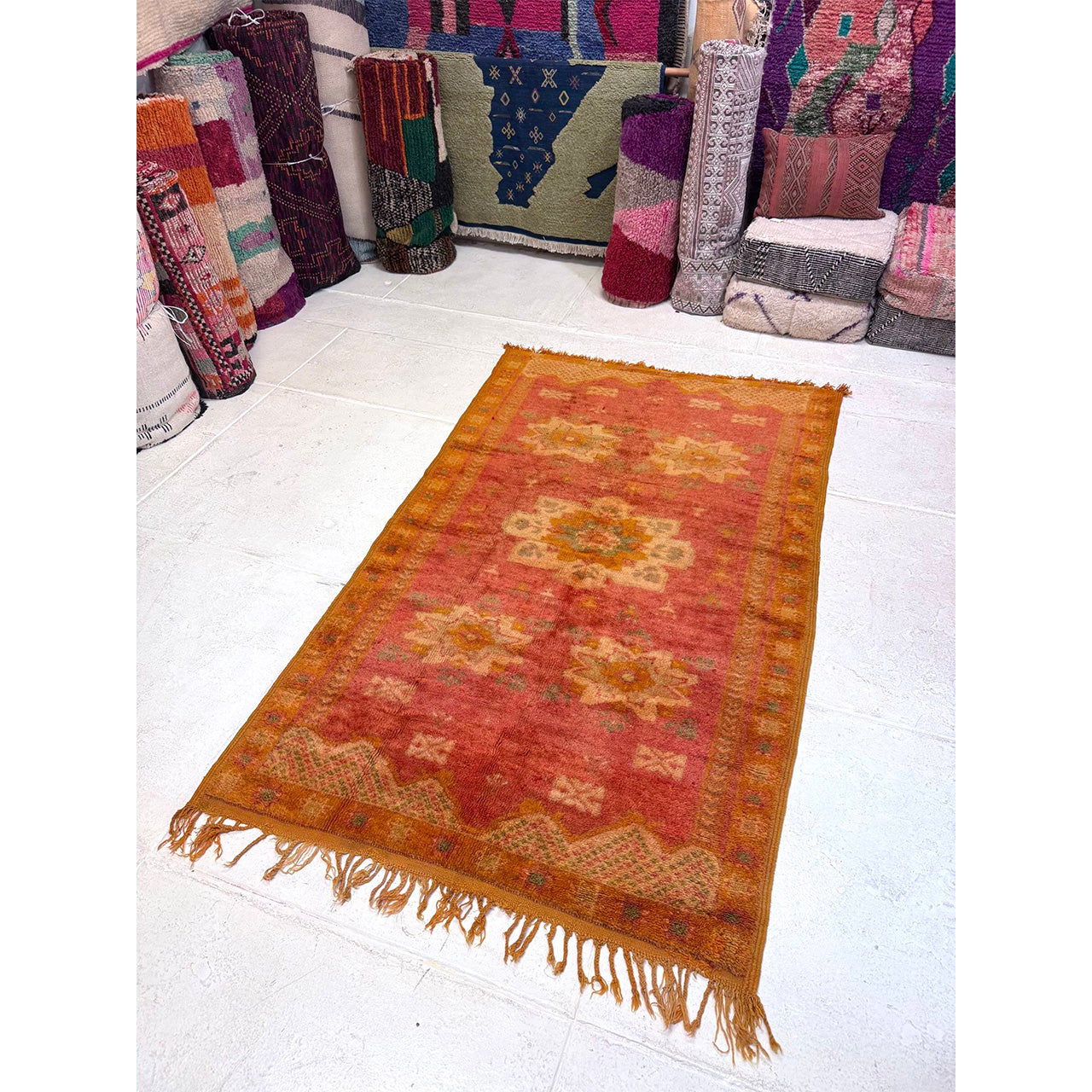 Vintage Low Pile Moroccan Rug
