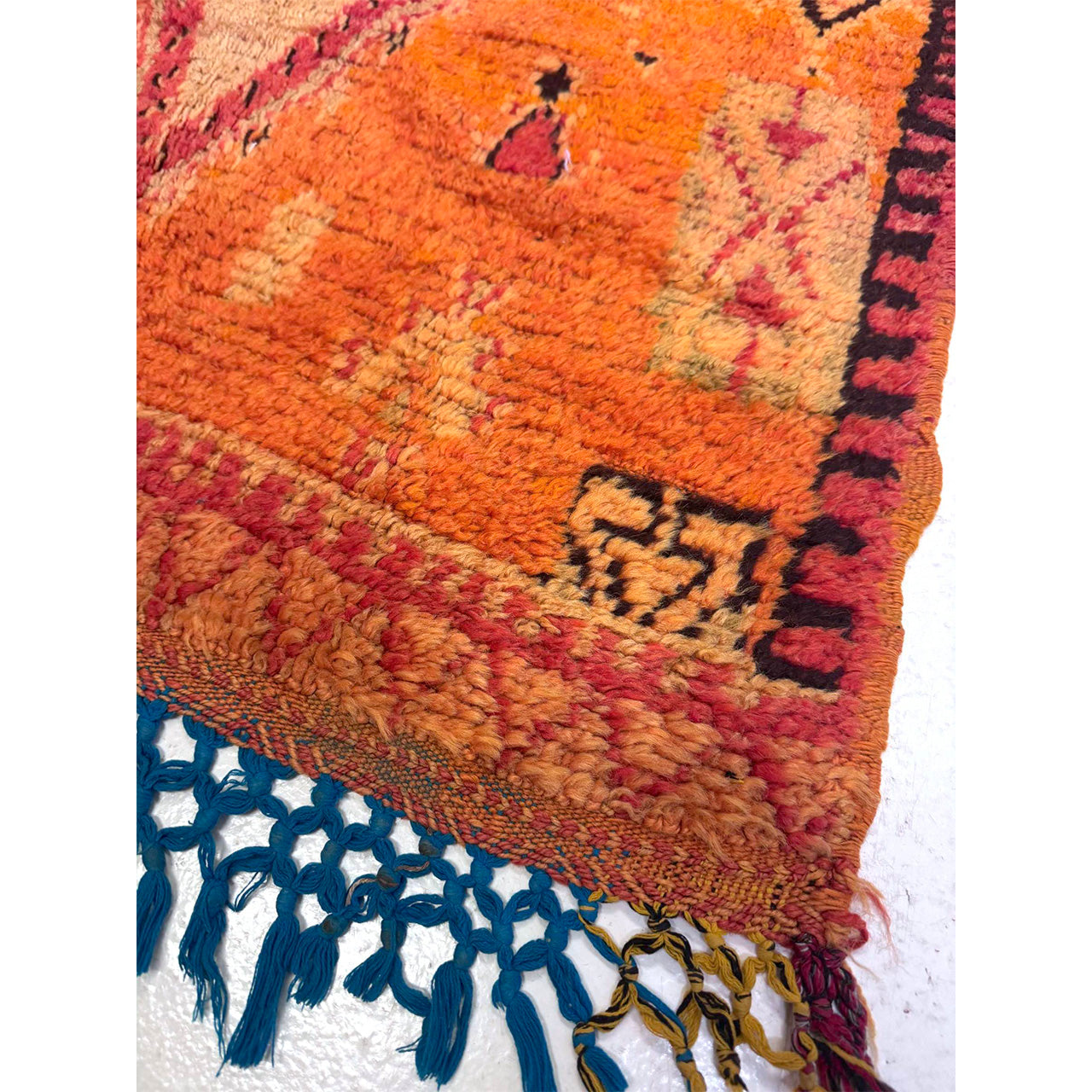 Vintage Orange Moroccan Throw Rug