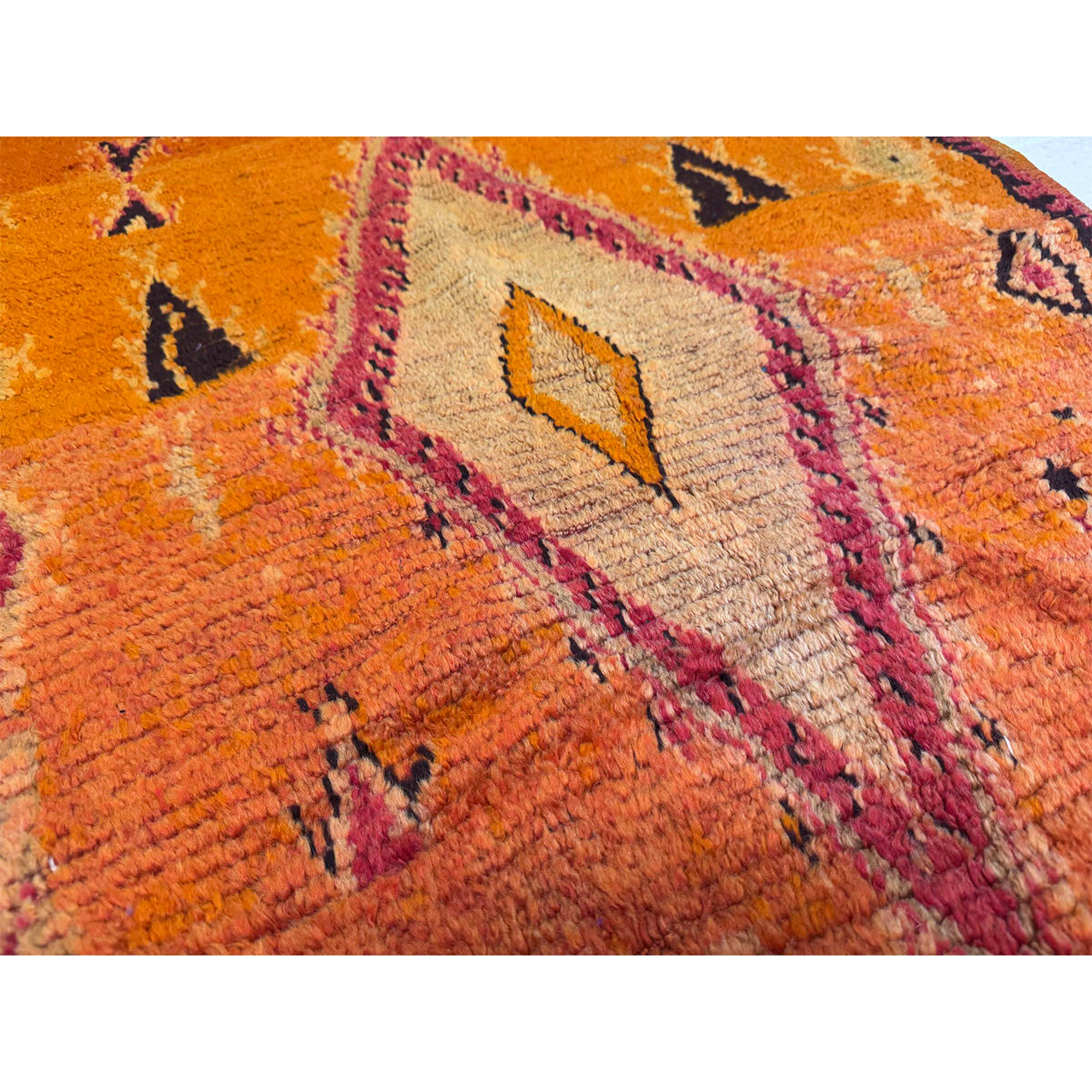 Vintage Orange Moroccan Throw Rug