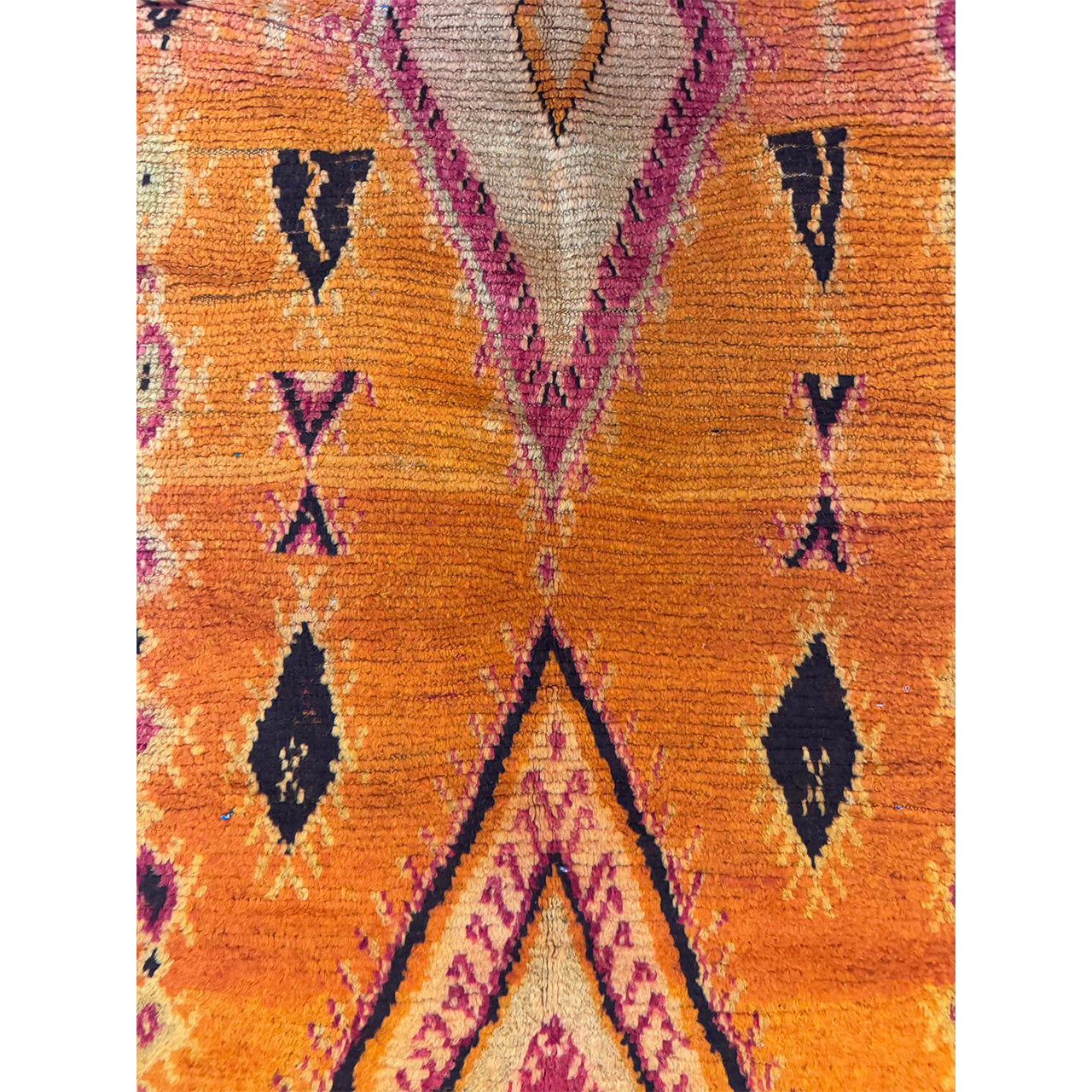 Vintage Orange Moroccan Throw Rug