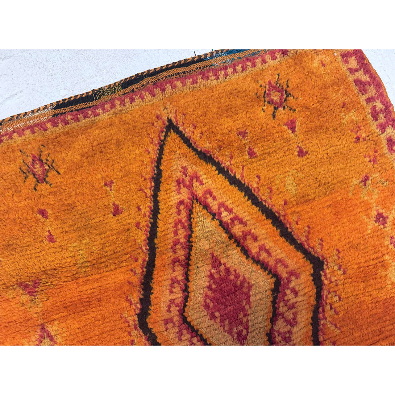 Vintage Orange Moroccan Throw Rug