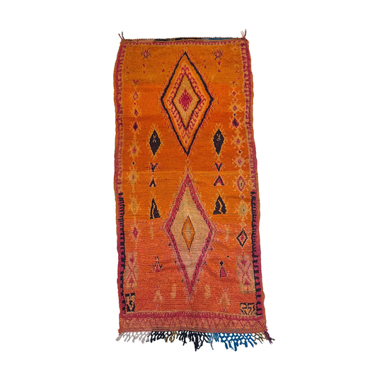 Vintage Orange Moroccan Throw Rug