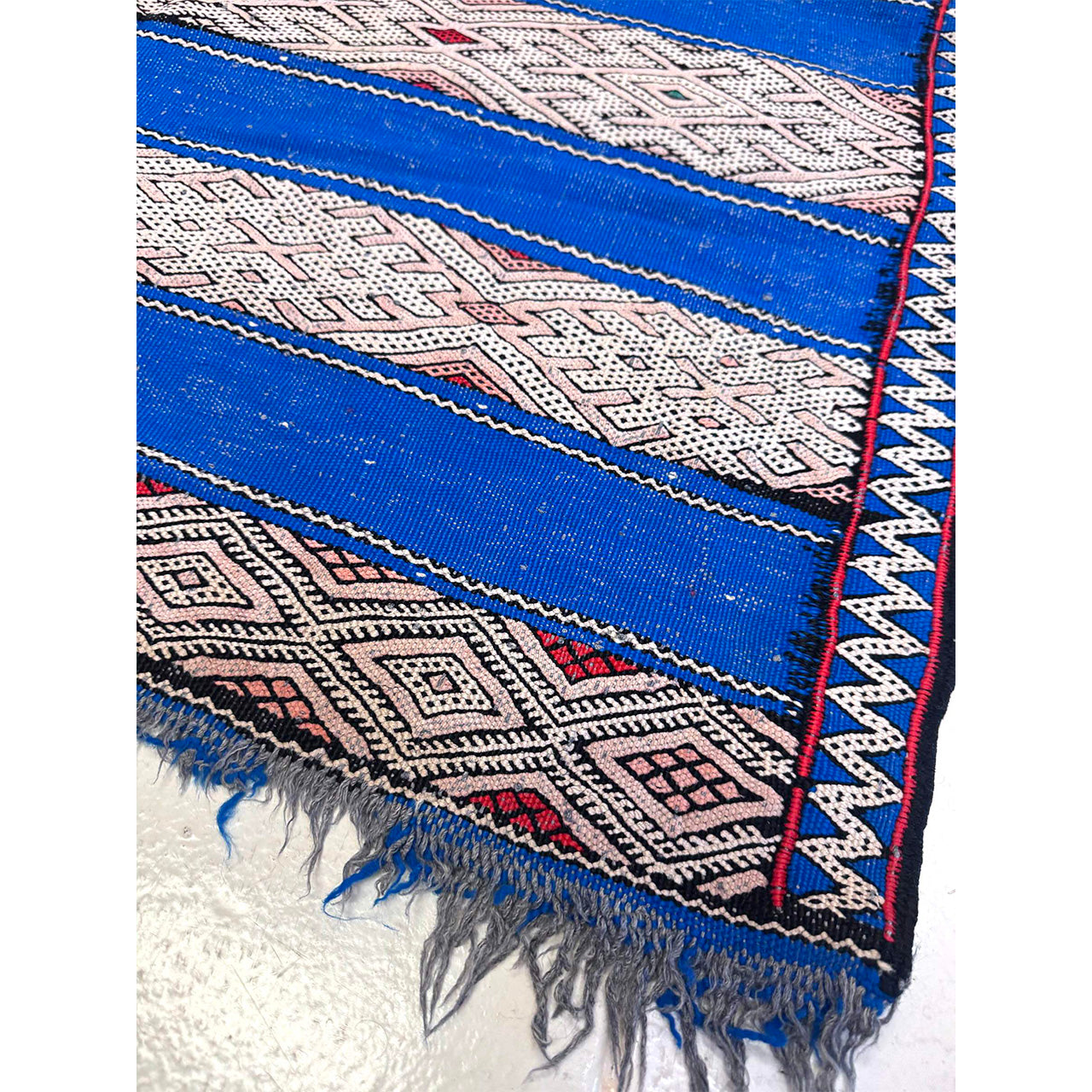 Vintage Blue Moroccan Flatweave Kilim