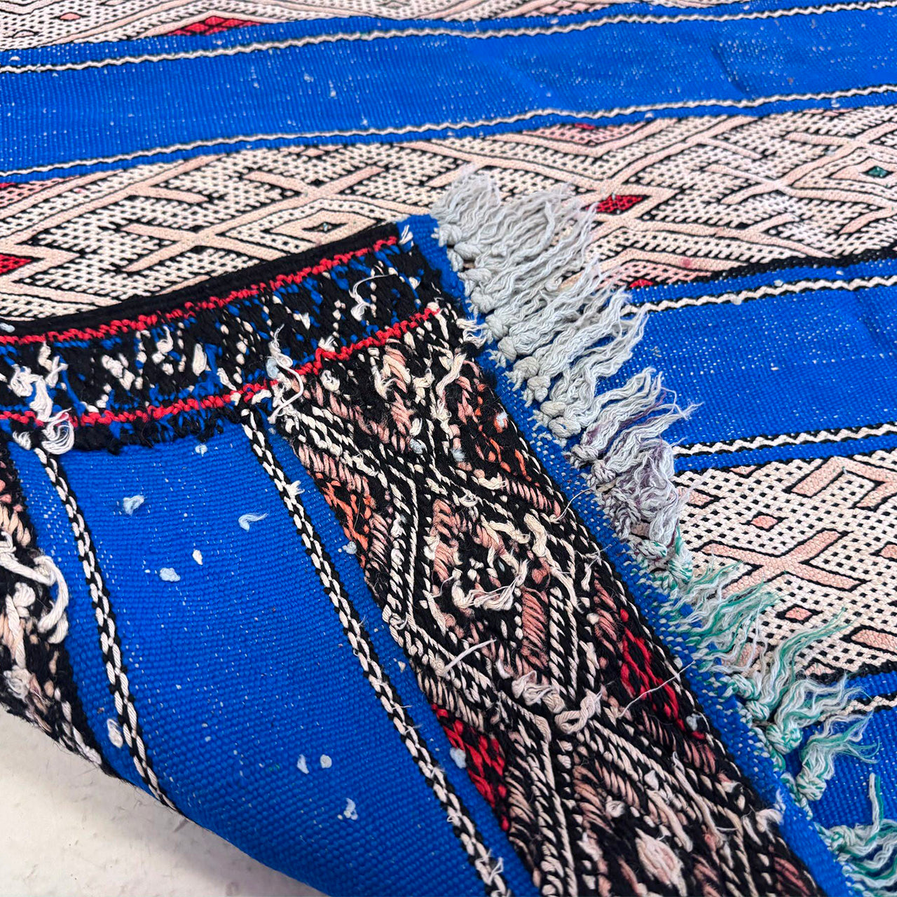 Vintage Blue Moroccan Flatweave Kilim