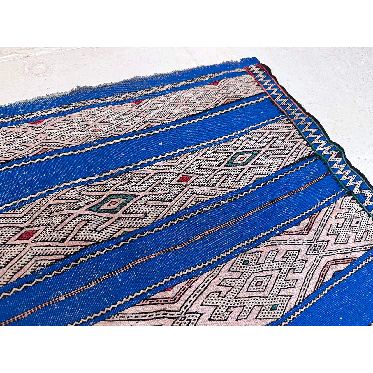 Vintage Blue Moroccan Flatweave Kilim