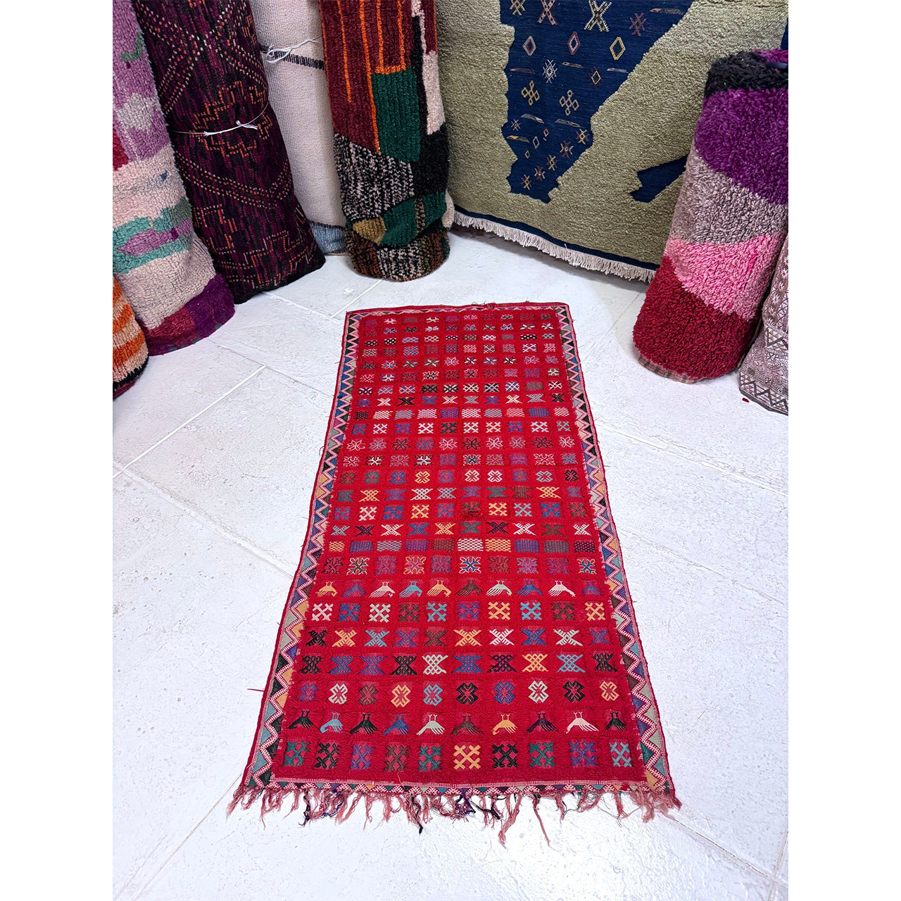 Vintage Red Mixed Weave Rug