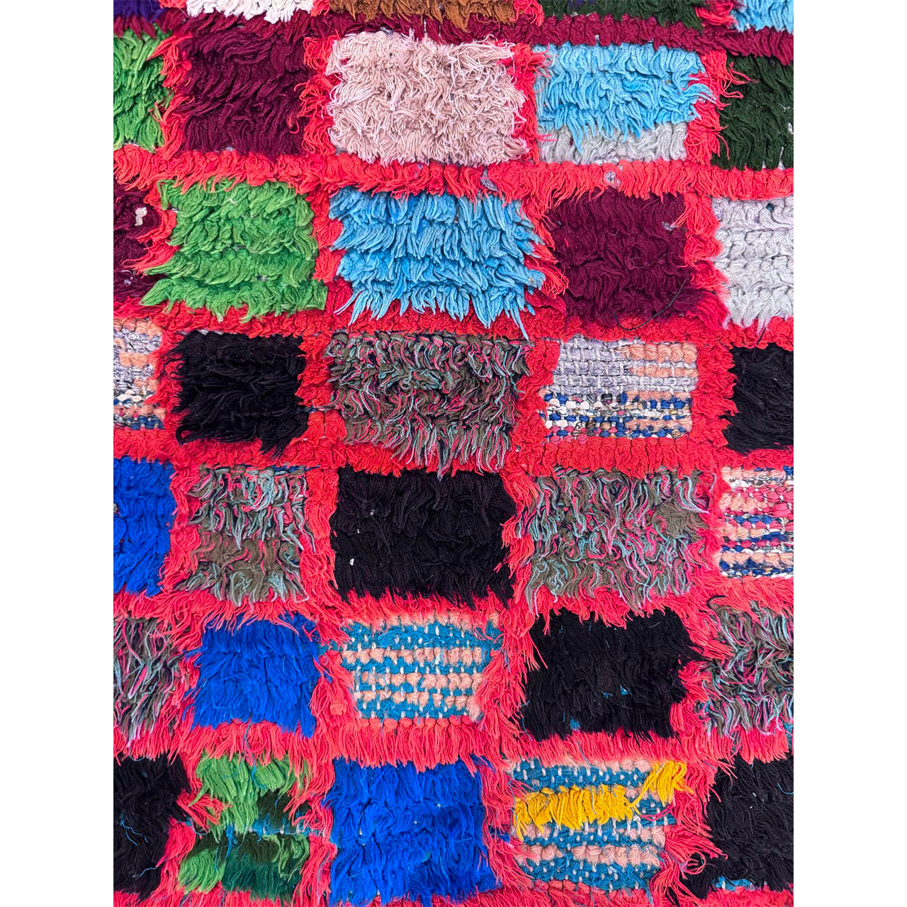 Vintage Moroccan Checkered Throw Rug