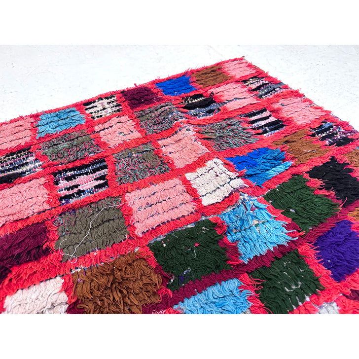 Vintage Moroccan Checkered Throw Rug