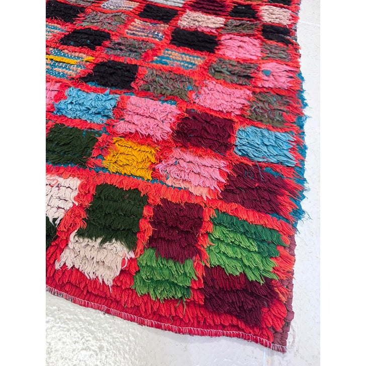 Vintage Moroccan Checkered Throw Rug