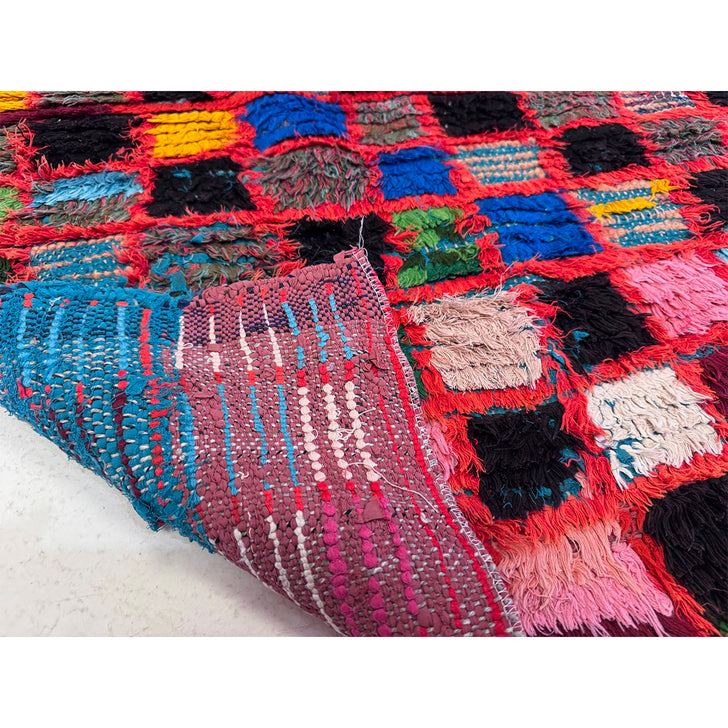 Vintage Moroccan Checkered Throw Rug
