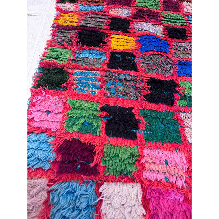 Vintage Moroccan Checkered Throw Rug