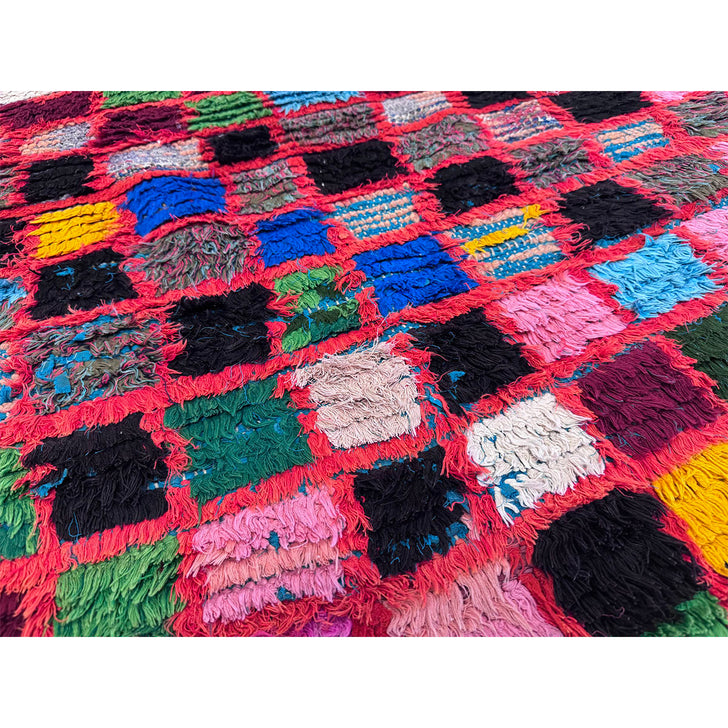 Vintage Moroccan Checkered Throw Rug