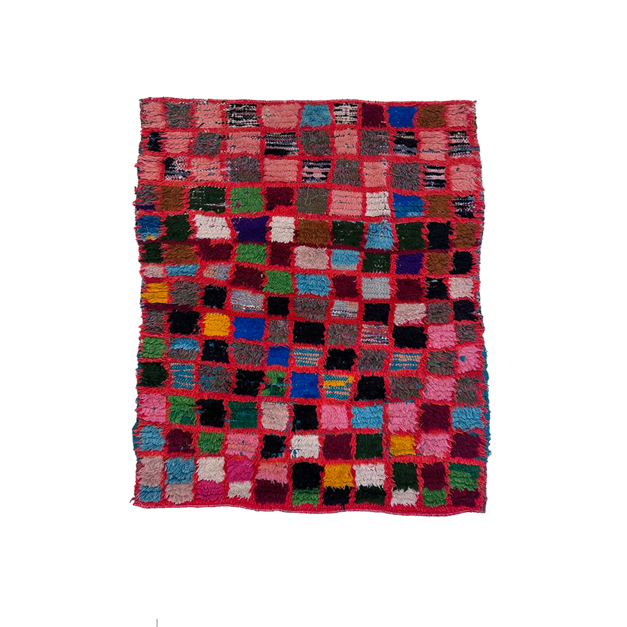 Vintage Moroccan Checkered Throw Rug