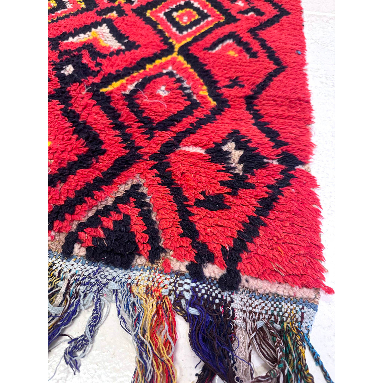 Red Moroccan Boucherouite Rug