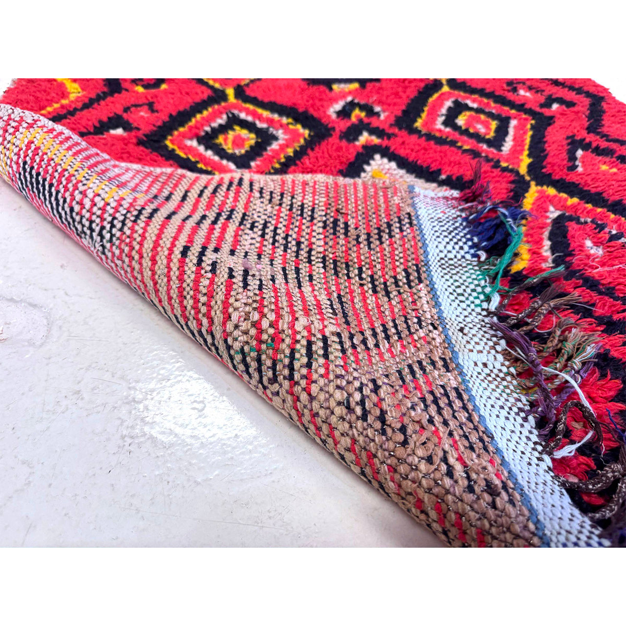 Red Moroccan Boucherouite Rug