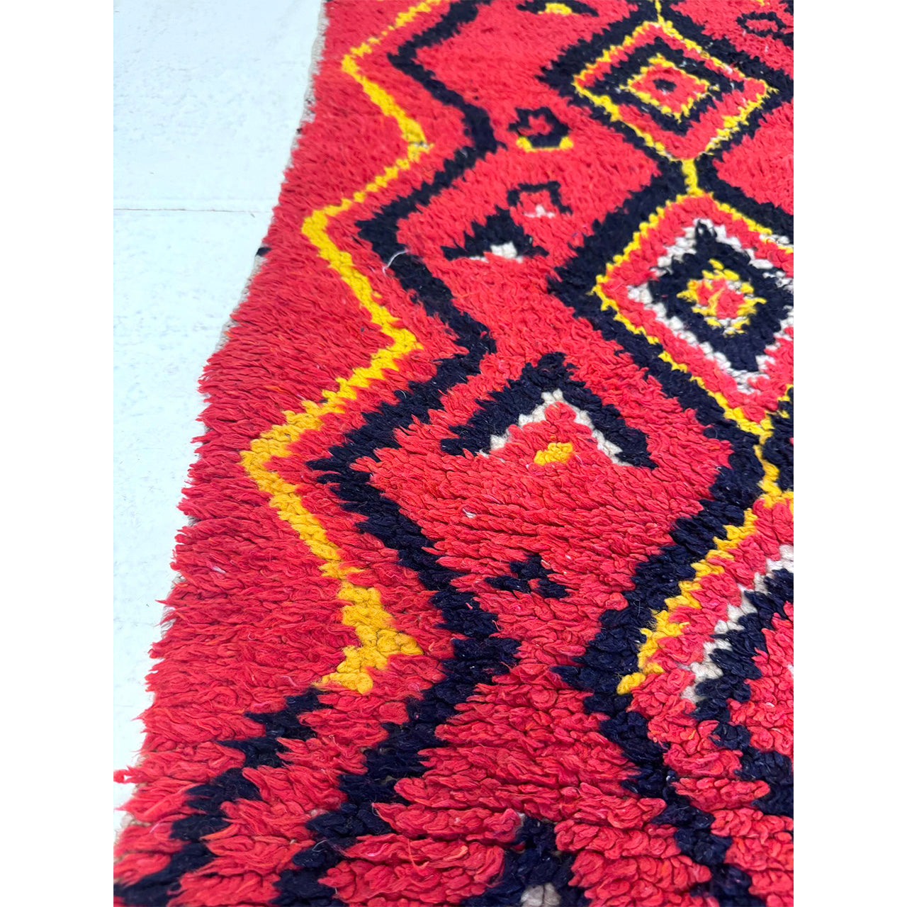 Red Moroccan Boucherouite Rug