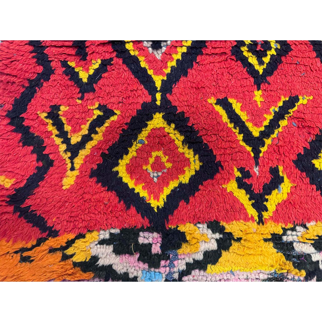 Red Moroccan Boucherouite Rug