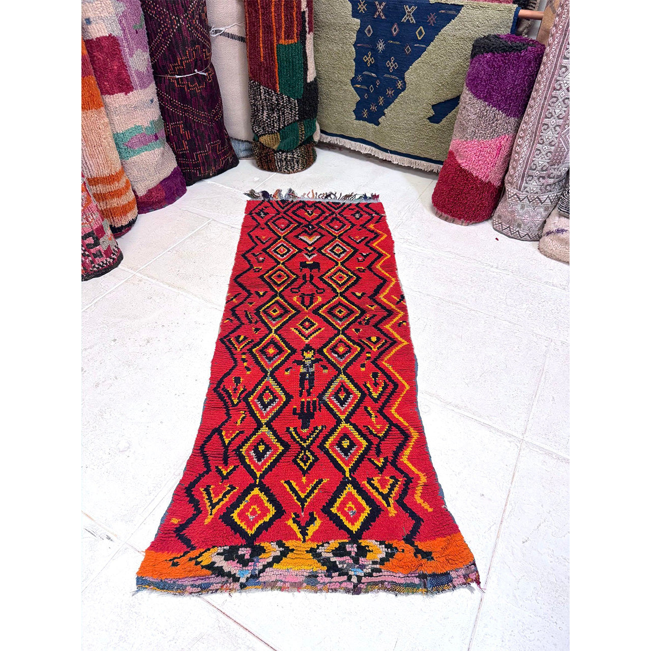 Red Moroccan Boucherouite Rug