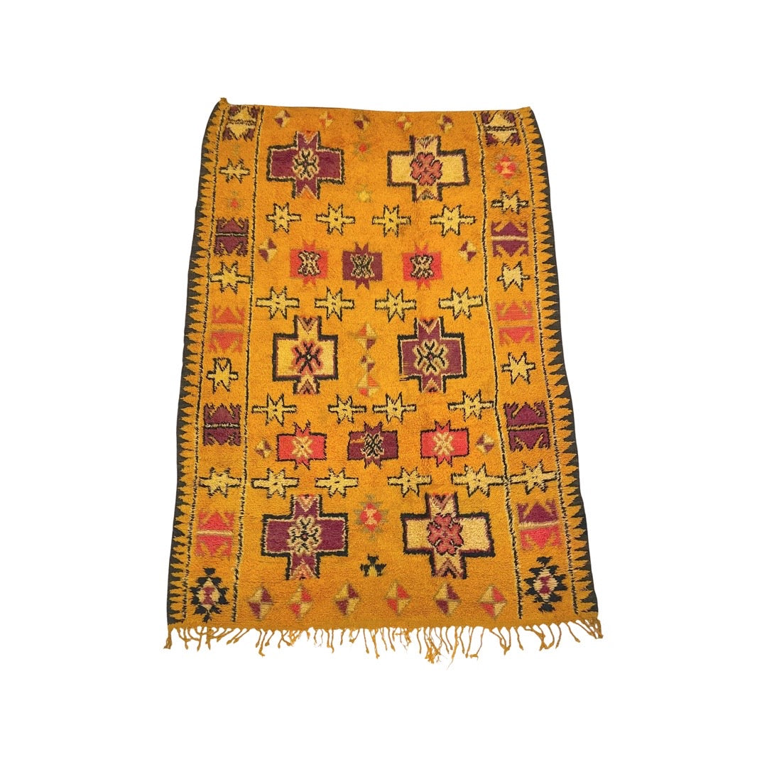 Bright yellow vintage Moroccan rug– Kantara | Moroccan Rugs