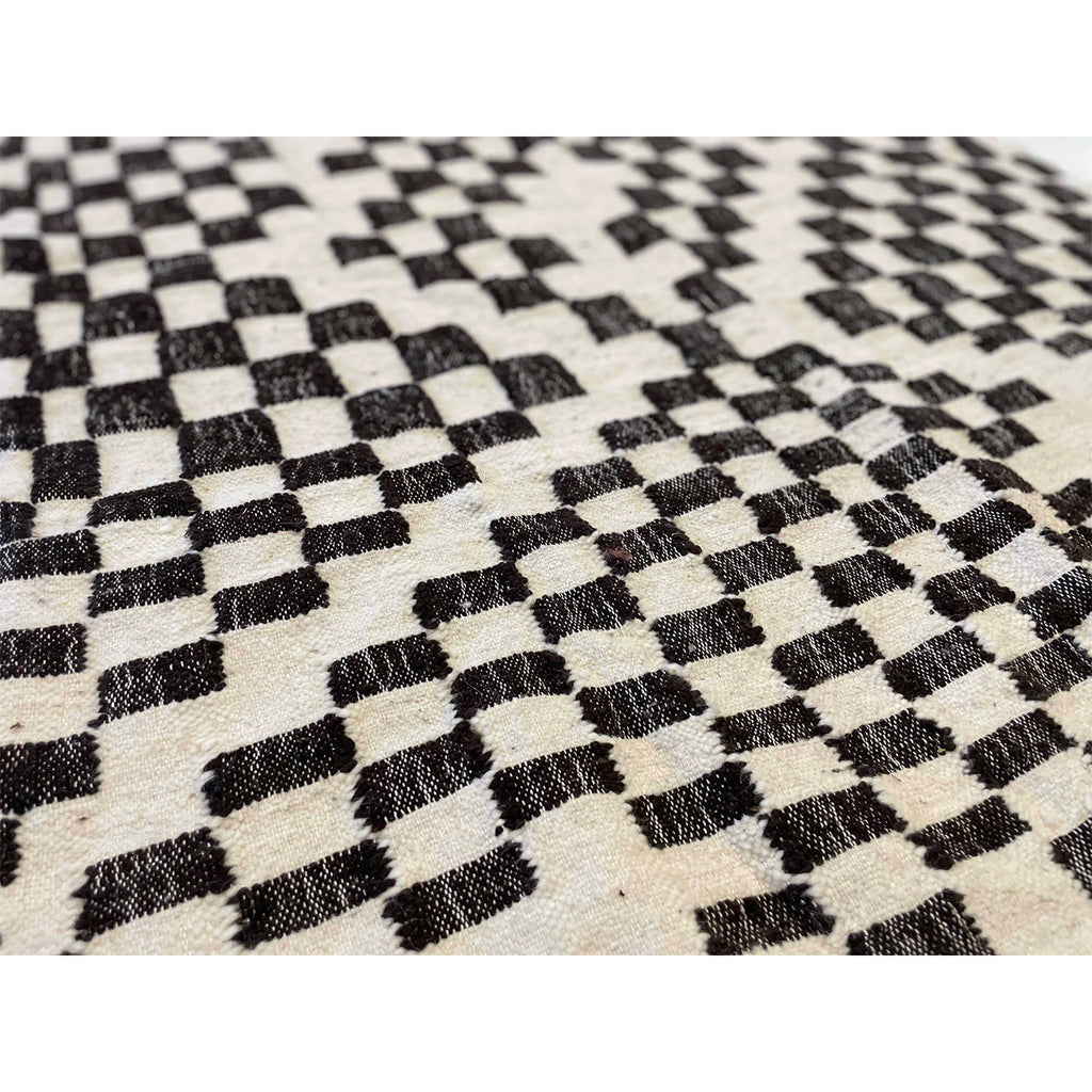 B&W Checkered Moroccan Rug | 3’ 9” x 9’ 7